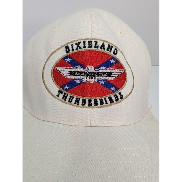 Flex Fit Dixieland Thunderbirds Logo Men White One Size Flex Fit Cap Hat - Picture 1 of 9